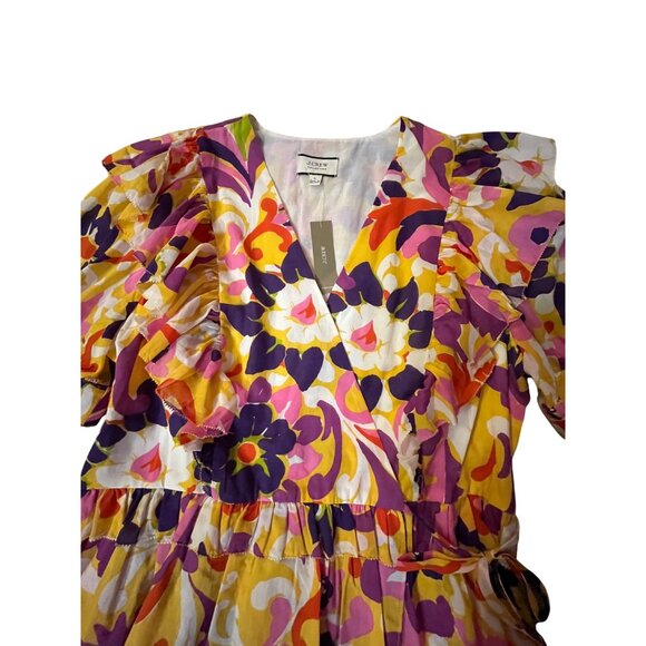J.Crew Collection Ratti Floral Wrap Blouse Womens L AW532 NWT Cotton Ruffle Top - Picture 15 of 16